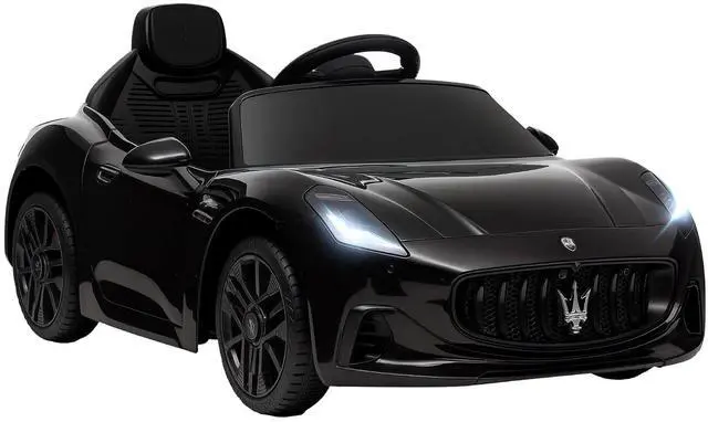 Main image of Qaba 12V Kids Electric Car Maserati Gran Turismo Licensed for Kids Black | Remote Control, Toddler Electric Vehicle, Auxiliary Wheel, Soft Start, LED Lights, Music, Horn, 3 Speeds