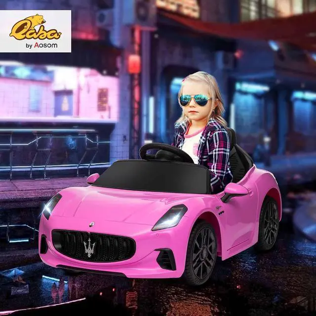 Alt view image 2 of 7 - Qaba 12V Kids Electric Car Maserati Gran Turismo Licensed for Kids Pink | Remote Control, Toddler Electric Vehicle, Auxiliary Wheel, Soft Start, LED Lights, Music, Horn, 3 Speeds