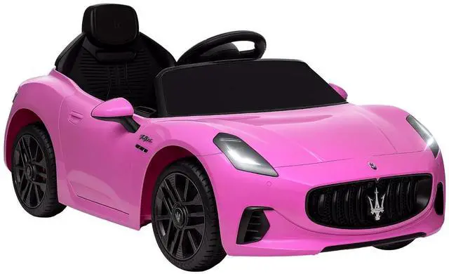 Main image of Qaba 12V Kids Electric Car Maserati Gran Turismo Licensed for Kids Pink | Remote Control, Toddler Electric Vehicle, Auxiliary Wheel, Soft Start, LED Lights, Music, Horn, 3 Speeds