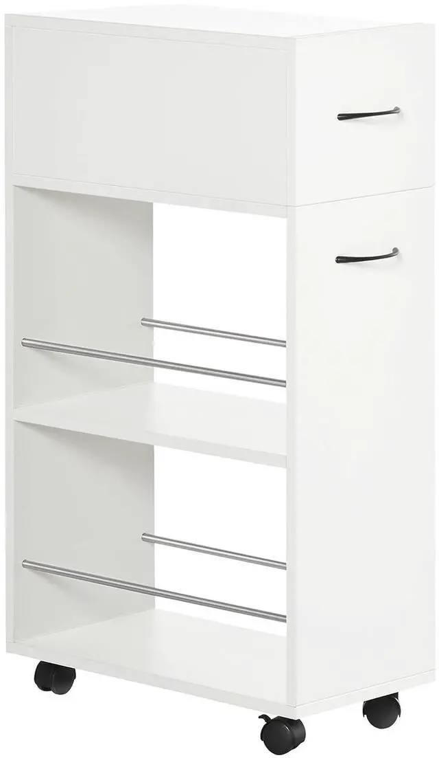 Main image of 3- Tier Slim Storage Cart Narrow Kitchen Cart on Wheels | Rolling Design, Slide Out Side Utility, Bathroom, Laundry, for Small Place