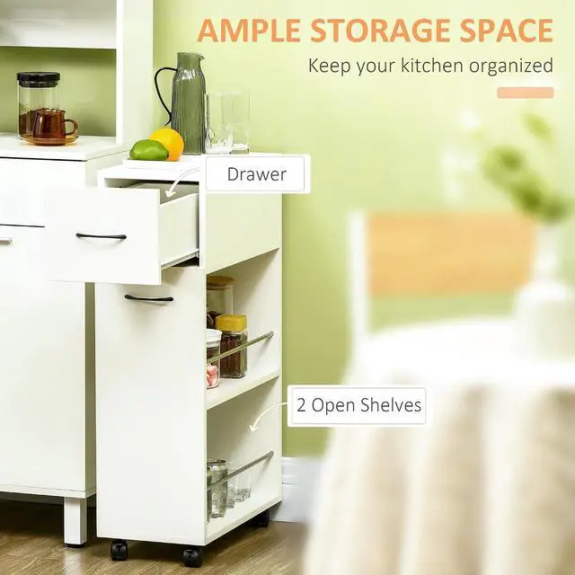 Alt view image 3 of 7 - 3- Tier Slim Storage Cart Narrow Kitchen Cart on Wheels | Rolling Design, Slide Out Side Utility, Bathroom, Laundry, for Small Place
