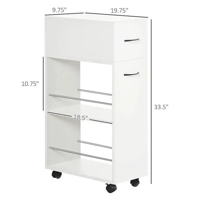Alt view image 7 of 7 - 3- Tier Slim Storage Cart Narrow Kitchen Cart on Wheels | Rolling Design, Slide Out Side Utility, Bathroom, Laundry, for Small Place