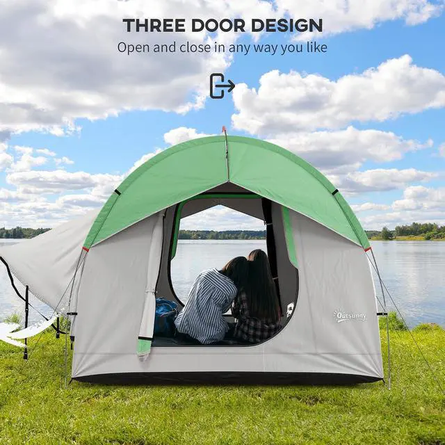 Alt view image 4 of 7 - SUV Tent 2000mm Waterproof 7.5' L x 6.9' W x 6.9' H Gray | Truck Tent, 3 Doors, Mesh Window, for 5-6 Person Camping Outdoor Travel