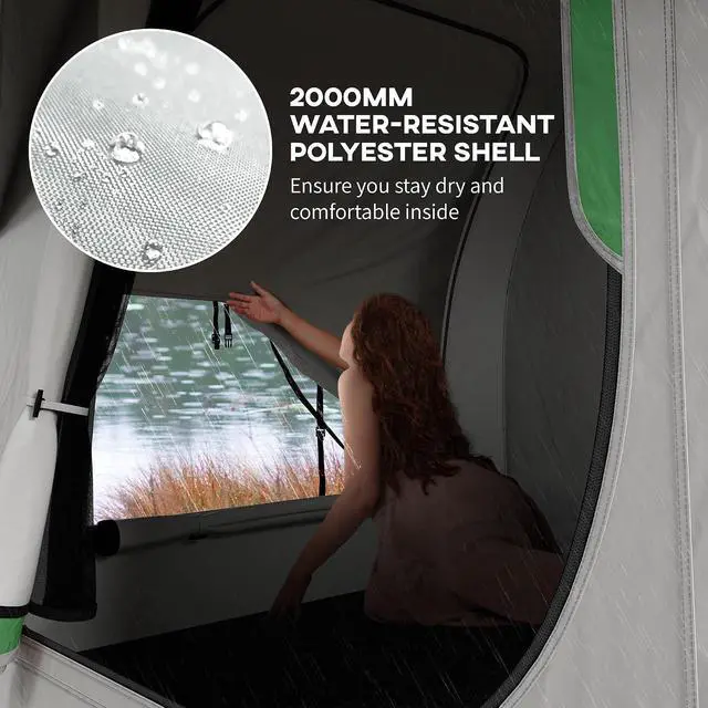 Alt view image 5 of 7 - SUV Tent 2000mm Waterproof 7.5' L x 6.9' W x 6.9' H Gray | Truck Tent, 3 Doors, Mesh Window, for 5-6 Person Camping Outdoor Travel