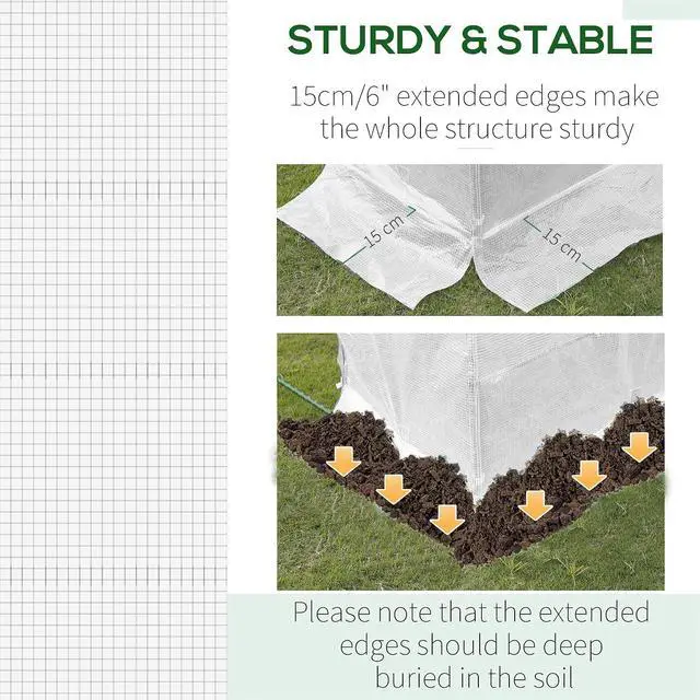 Alt view image 4 of 7 - 19.7' x 9.8' x 6.6' Plastic Greenhouse Cover Replacement White | Heavy Duty Waterproof Tarp, for Hoop House, Sheeting, 12 Windows, Door, Reinforcement Grid