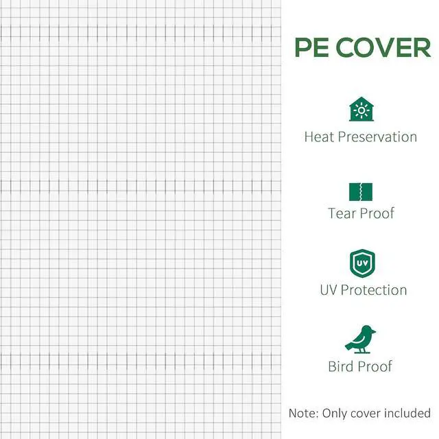 Alt view image 5 of 7 - 19.7' x 9.8' x 6.6' Plastic Greenhouse Cover Replacement White | Heavy Duty Waterproof Tarp, for Hoop House, Sheeting, 12 Windows, Door, Reinforcement Grid