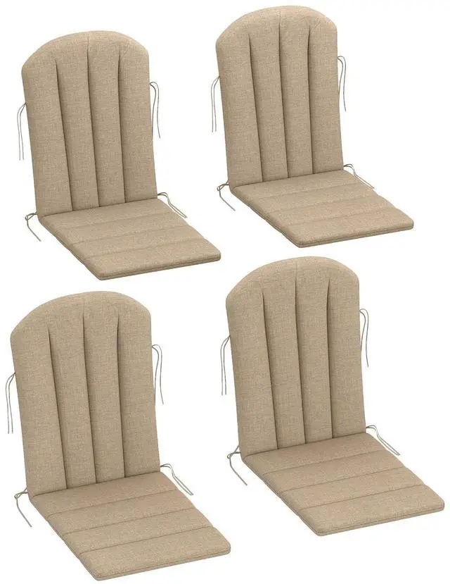 Main image of Adirondack Chair Cushion Set of 4, 49" x 20" x 2", Beige | Outdoor Cushions with Ties, 25D High-Density Foam, High Back Patio Chair Pads, Fade Resistant for Patio Furniture