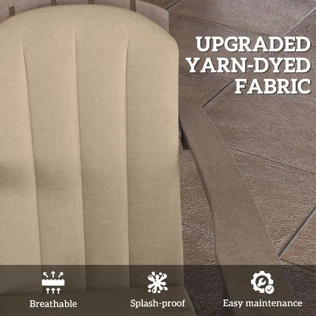 Alt view image 4 of 7 - Adirondack Chair Cushion Set of 4, 49" x 20" x 2", Beige | Outdoor Cushions with Ties, 25D High-Density Foam, High Back Patio Chair Pads, Fade Resistant for Patio Furniture
