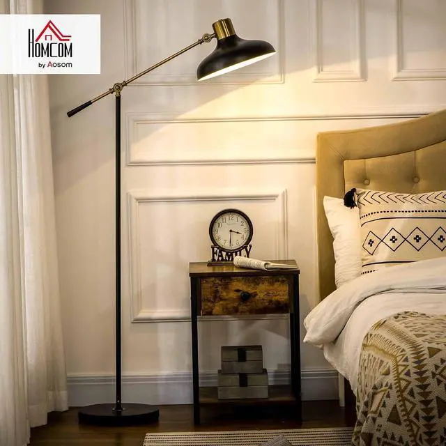 Alt view image 2 of 7 - Adjustable Floor Lamps for Living Room Balance Arm Black and Gold | Standing Lamp for Bedroom, Adjustable Head and Height, Tall, Bulb not Included
