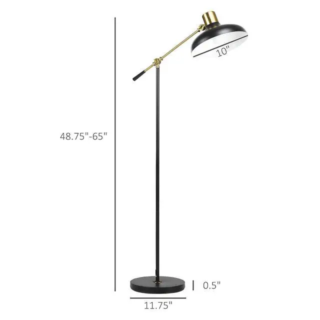 Alt view image 7 of 7 - Adjustable Floor Lamps for Living Room Balance Arm Black and Gold | Standing Lamp for Bedroom, Adjustable Head and Height, Tall, Bulb not Included