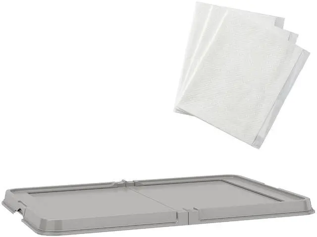 Main image of PawHut Pee Pad Holder 34" x 24.5", Foldable Indoor Potty Tray for Dogs | Includes 3 Pee Pads, Anti-Slip & Easy to Clean