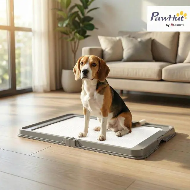 Alt view image 2 of 7 - PawHut Pee Pad Holder 34" x 24.5", Foldable Indoor Potty Tray for Dogs | Includes 3 Pee Pads, Anti-Slip & Easy to Clean