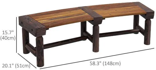 Alt view image 3 of 7 - Wooden Garden Bench Semicircular Round Outdoor Tree Bench Brown | Wrap Around, Park, Yard, Patio, Deck, Lawn