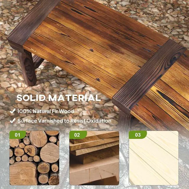 Alt view image 5 of 7 - Wooden Garden Bench Semicircular Round Outdoor Tree Bench Brown | Wrap Around, Park, Yard, Patio, Deck, Lawn