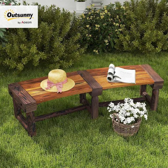 Alt view image 2 of 7 - Wooden Garden Bench Semicircular Round Outdoor Tree Bench Brown | Wrap Around, Park, Yard, Patio, Deck, Lawn