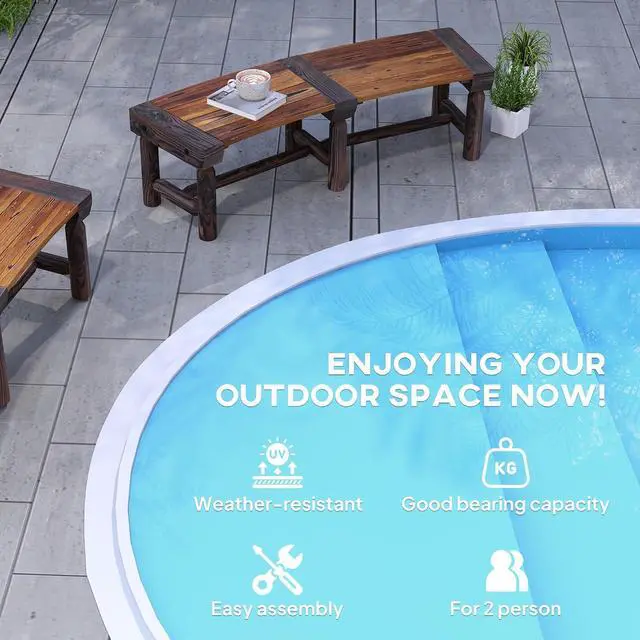 Alt view image 7 of 7 - Wooden Garden Bench Semicircular Round Outdoor Tree Bench Brown | Wrap Around, Park, Yard, Patio, Deck, Lawn