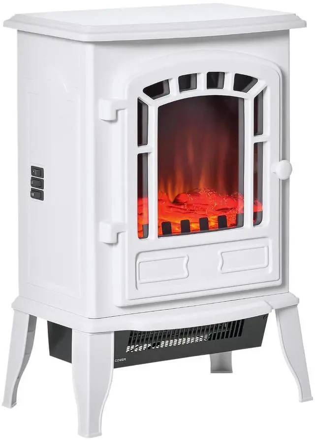 Main image of 22" Electric Fireplace Stove with Door 750W / 1500W White | Free Standing Fire Place Heater, Realistic Flame Effect, Overheat Safety Protection