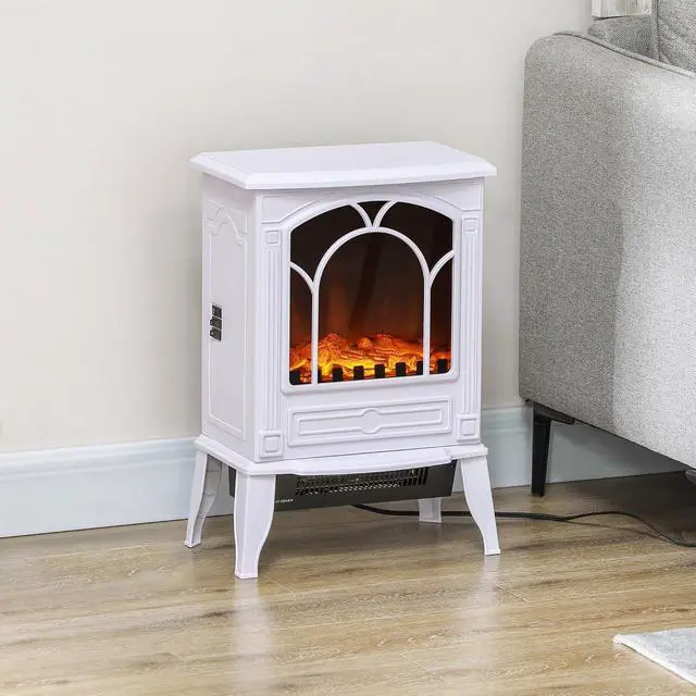 Alt view image 2 of 7 - 22" Electric Fireplace Stove 725W / 1450W White | Free Standing Fire Place Heater, Realistic Flame Effect, Overheat Safety Protection