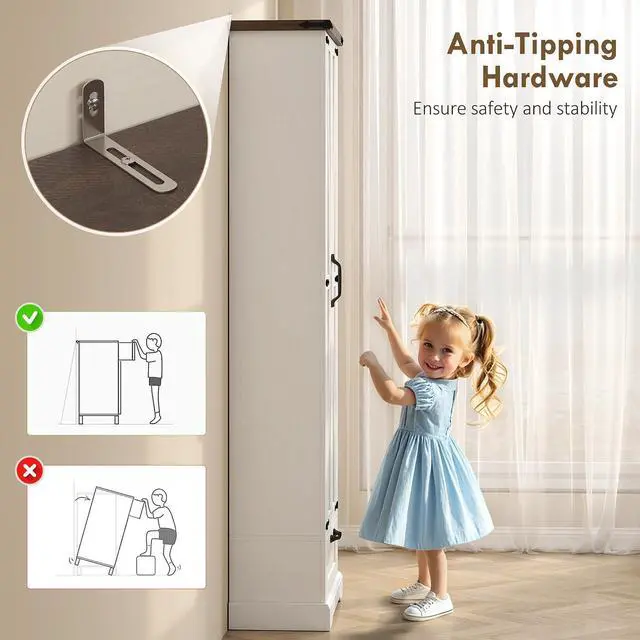 Alt view image 7 of 7 - 71" Tall Kitchen Pantry Storage Cabinet Barn Doors Drawer White | Farmhouse, Adjustable Shelves, Freestanding Food Pantry Cabinet, for Kitchen, Dining Room