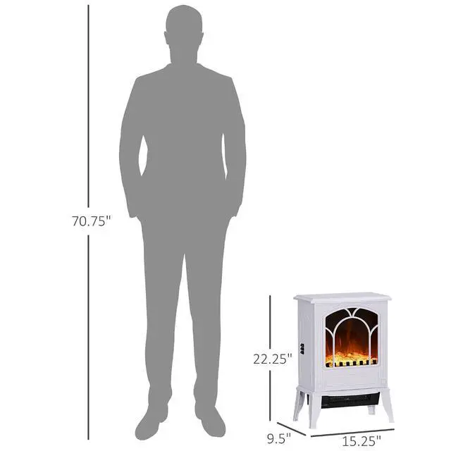 Alt view image 7 of 7 - 22" Electric Fireplace Stove 725W / 1450W White | Free Standing Fire Place Heater, Realistic Flame Effect, Overheat Safety Protection