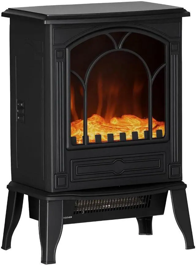 Main image of 22" Electric Fireplace Stove 750W / 1500W Black | Free Standing Fire Place Heater, Realistic Flame Effect, Overheat Safety Protection
