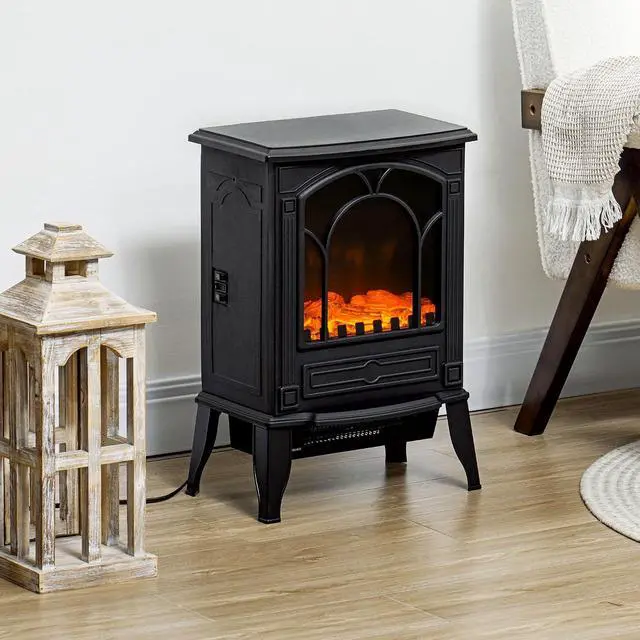 Alt view image 2 of 7 - 22" Electric Fireplace Stove 750W / 1500W Black | Free Standing Fire Place Heater, Realistic Flame Effect, Overheat Safety Protection
