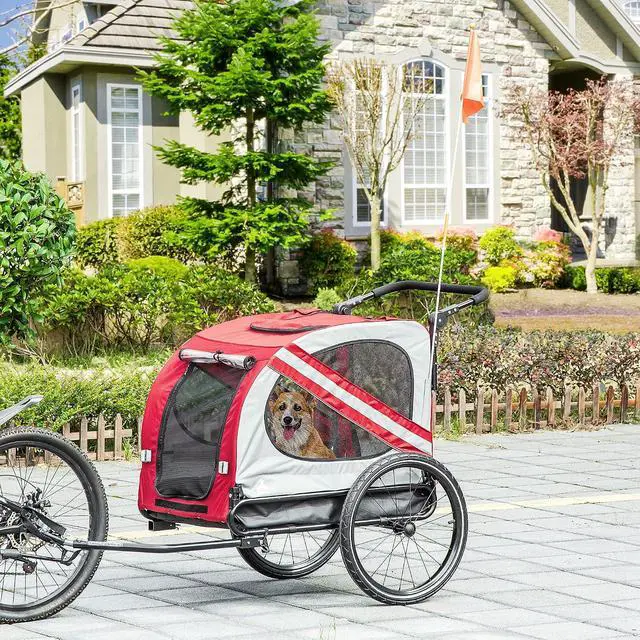 Alt view image 2 of 7 - 2-in-1 Pet Bike Trailer for Medium Dogs | Road-Visibility Dog Stroller Bicycle Carrier, Weather-Strong Bike Wagon Trailer, Sidecar Attachment