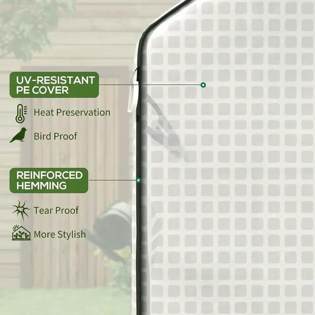 Alt view image 4 of 7 - 4.6' x 4.7' Portable Greenhouse Walk-in Water/UV Resistant White | Small Outdoor Green House, 2 Tier U-Shaped Flower Rack Shelves, Roll Up Door & Windows