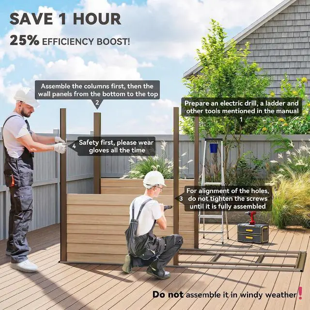 Alt view image 2 of 7 - 4.6' x 9' Steel Outdoor Storage Shed Waterproof Lean-to Brown | Metal Garden Tool House, Foundation Kit, Lockable Doors, Gloves, 2 Air Vents, Backyard Patio Lawn