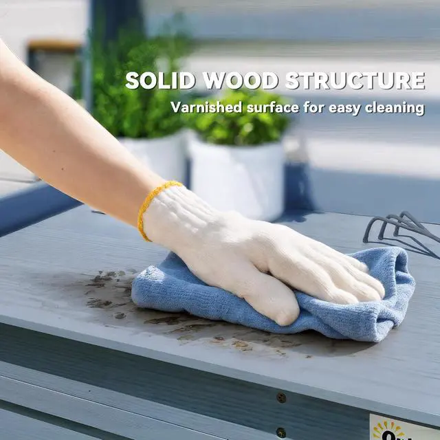 Alt view image 5 of 7 - Outdoor Wooden Potting Bench Table w/Sink, Water Tap, Gray | Garden Workstation, Storage Cabinet, Storage Shelves, Backyard, Patio, Balcony