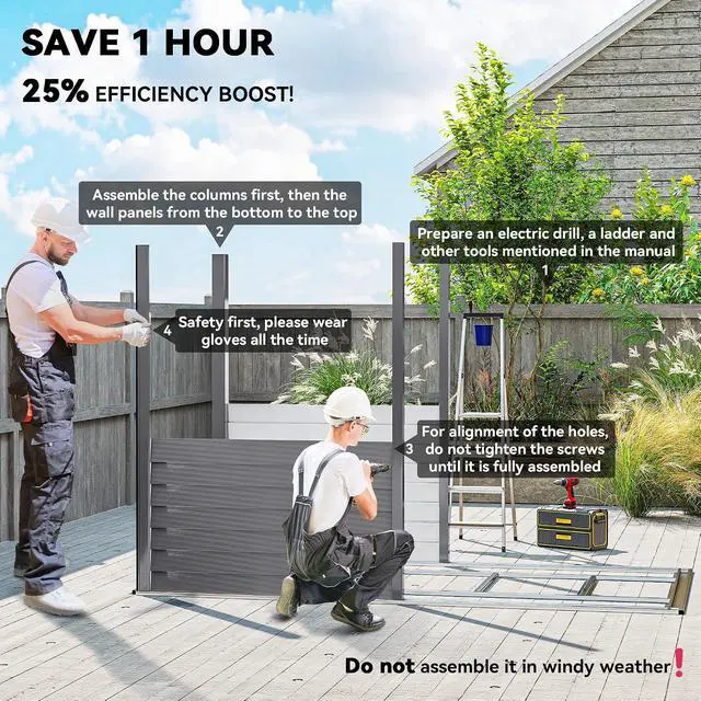 Alt view image 2 of 7 - 4.6' x 9' Steel Outdoor Storage Shed Waterproof Lean-to Gray | Metal Garden Tool House, Foundation Kit, Lockable Doors, Gloves, 2 Air Vents, Backyard Patio Lawn