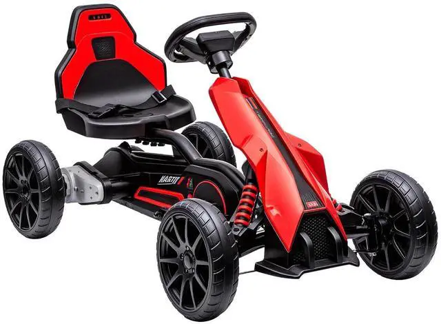 Main image of 12V Electric Go Kart for Kids with Adjustable Seat, 3-8 Years, Red | Outdoor Ride On Toy Battery Powered with EVA Tires, 2 Speeds, Safety Belt, Forward & Backward Drive