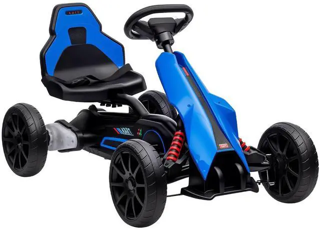 Main image of 12V Electric Go Kart for Kids with Adjustable Seat, 3-8 Years, Blue | Outdoor Ride On Toy Battery Powered with EVA Tires, 2 Speeds, Safety Belt, Forward & Backward Drive