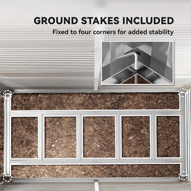 Alt view image 7 of 7 - 4.6' x 9' Steel Outdoor Storage Shed Waterproof Lean-to Gray | Metal Garden Tool House, Foundation Kit, Lockable Doors, Gloves, 2 Air Vents, Backyard Patio Lawn
