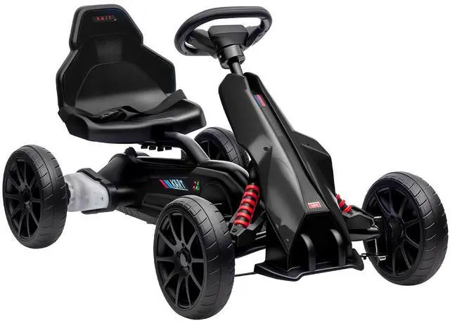 Main image of 12V Electric Go Kart for Kids with Adjustable Seat, 3-8 Years, Black | Outdoor Ride On Toy Battery Powered with EVA Tires, 2 Speeds, Safety Belt, Forward & Backward Drive