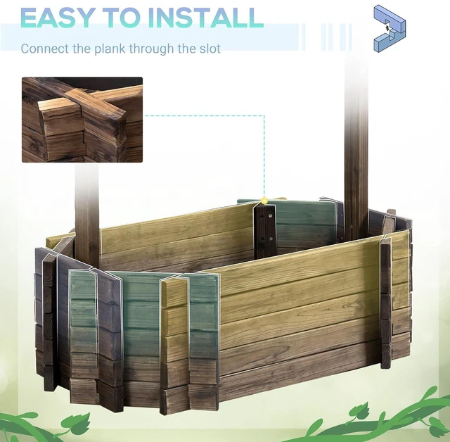 Alt view image 6 of 7 - Wishing Well Planter Wooden Raised Garden Bed for Outdoor Garden | Ornamental Outdoor Flower Planter, Yard, Lawn, Home Decor