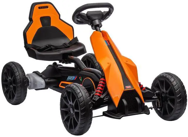 Main image of 12V Electric Go Kart for Kids with Adjustable Seat, 3-8 Years, Orange | Outdoor Ride On Toy Battery Powered with EVA Tires, 2 Speeds, Safety Belt, Forward & Backward Drive