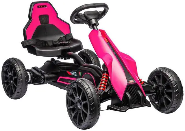 Main image of 12V Electric Go Kart for Kids with Adjustable Seat, 3-8 Years, Pink | Outdoor Ride On Toy Battery Powered with EVA Tires, 2 Speeds, Safety Belt, Forward & Backward Drive