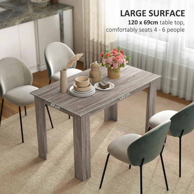 Alt view image 5 of 7 - 47" Dining Table for 4-6 People Rectangular Wood Effect Light Gray