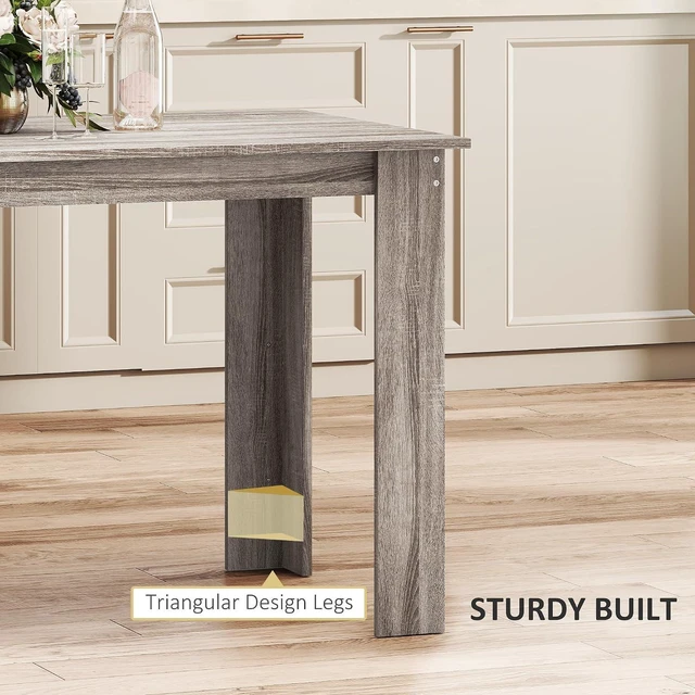 Alt view image 6 of 7 - 47" Dining Table for 4-6 People Rectangular Wood Effect Light Gray