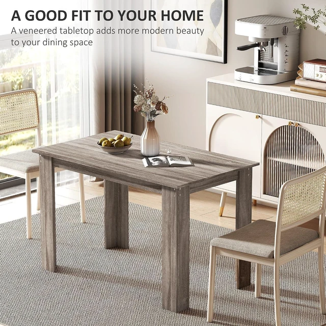 Alt view image 4 of 7 - 47" Dining Table for 4-6 People Rectangular Wood Effect Light Gray