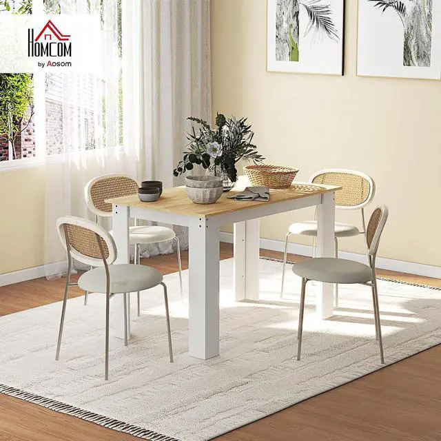 Alt view image 2 of 7 - 47" Dining Table for 4-6 People Rectangular Wood Effect Oak & White | Modern Kitchen Table, Dining Room, Living Room