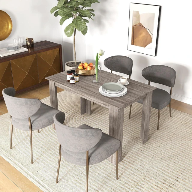 Alt view image 7 of 7 - 47" Dining Table for 4-6 People Rectangular Wood Effect Light Gray