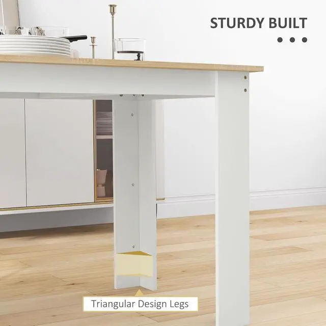 Alt view image 6 of 7 - 47" Dining Table for 4-6 People Rectangular Wood Effect Oak & White | Modern Kitchen Table, Dining Room, Living Room
