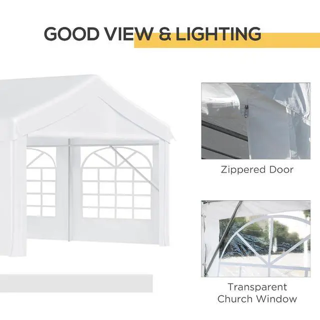 Alt view image 5 of 7 - 13 x 26 ft Heavy Duty Party Tent Outdoor Gazebo Wedding Tent Event Shelter Carport BBQ with Removable Sidewalls & Windows, Outside Waterproof Canopy for Parties, White