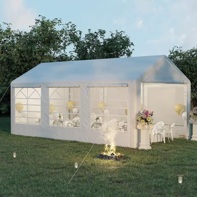 Main image of 10 x 20 ft Heavy Duty Party Tent with Removable Sidewalls, White | Outdoor Gazebo, Wedding Tent, Event Shelter, Carport BBQ, Windows, Outside Waterproof Canopy, for Parties