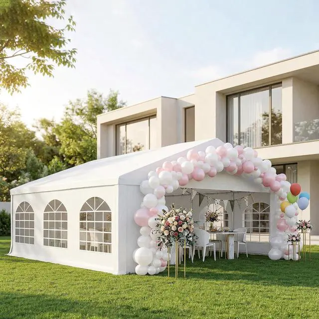 Main image of 20 x 20 ft Heavy Duty Party Tent Outdoor Gazebo Wedding Tent Event Shelter Carport BBQ with Removable Sidewalls & Windows, Outside Waterproof Canopy for Parties, White