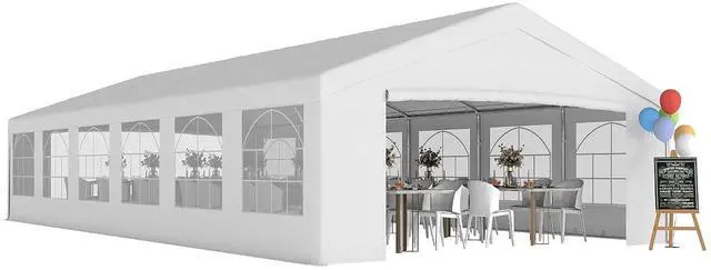 Main image of 20 x 40 ft Heavy Duty Party Tent Outdoor Gazebo Canopy, White | Wedding Tent, Event Shelter, Carport BBQ, Removable Sidewalls & Windows, Waterproof Canopy, Parties