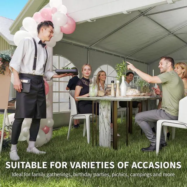 Alt view image 6 of 7 - 20 x 20 ft Heavy Duty Party Tent Outdoor Gazebo Wedding Tent Event Shelter Carport BBQ with Removable Sidewalls & Windows, Outside Waterproof Canopy for Parties, White