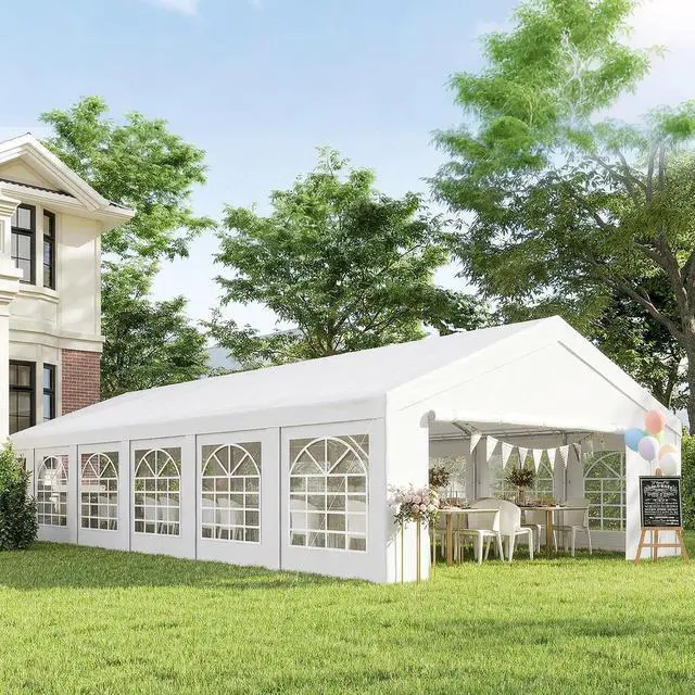 Main image of 23 x 39 ft Heavy Duty Party Tent with Removable Sidewalls, White | Windows, Outdoor Gazebo, Wedding Tent, Event Shelter, Carport, BBQ, Outside Waterproof Canopy, for Parties